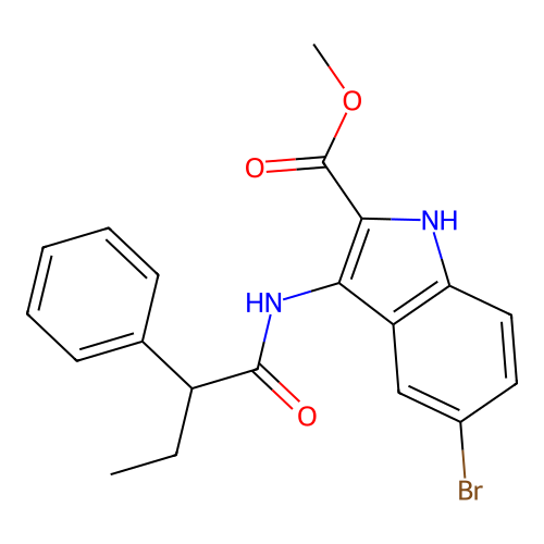 methyl 5-bromo-3-[(2-phenylbutanoyl)amino]-1H-indole-2-carboxylate structure