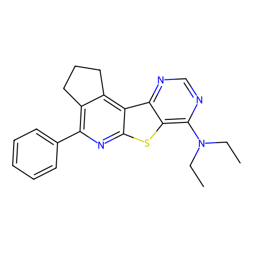 N,N-diethyl-4-phenyl-2,3-dihydro-1H-cyclopenta[4',5']pyrido[3',2':4,5]thieno[3,2-d]pyrimidin-7-amine structure