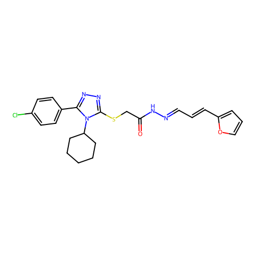2-{[5-(4-chlorophenyl)-4-cyclohexyl-4H-1,2,4-triazol-3-yl]sulfanyl}-N'-[(1E,2E)-3-(furan-2-yl)prop-2-en-1-ylidene]acetohydrazide structure