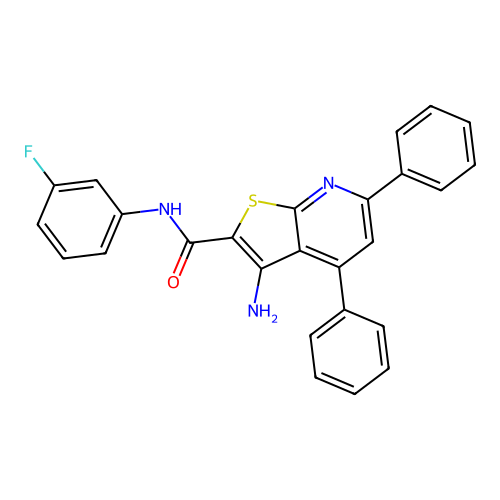 3-amino-N-(3-fluorophenyl)-4,6-diphenylthieno[2,3-b]pyridine-2-carboxamide structure