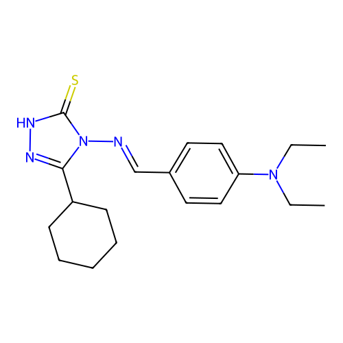 5-cyclohexyl-4-{[4-(diethylamino)benzylidene]amino}-4H-1,2,4-triazole-3-thiol structure