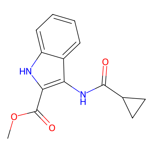 methyl 3-[(cyclopropylcarbonyl)amino]-1H-indole-2-carboxylate structure
