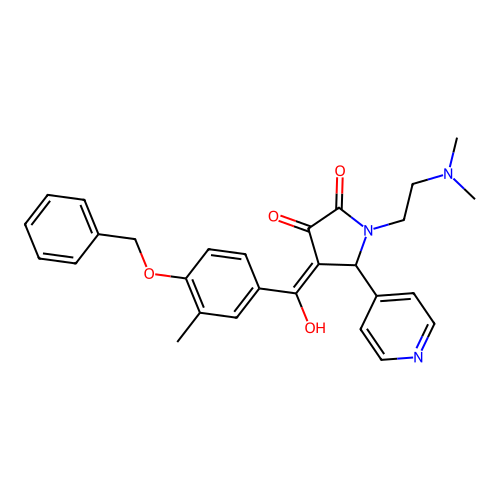 (4E)-1-(2-dimethylaminoethyl)-4-[hydroxy-(3-methyl-4-phenylmethoxyphenyl)methylidene]-5-pyridin-4-ylpyrrolidine-2,3-dione structure