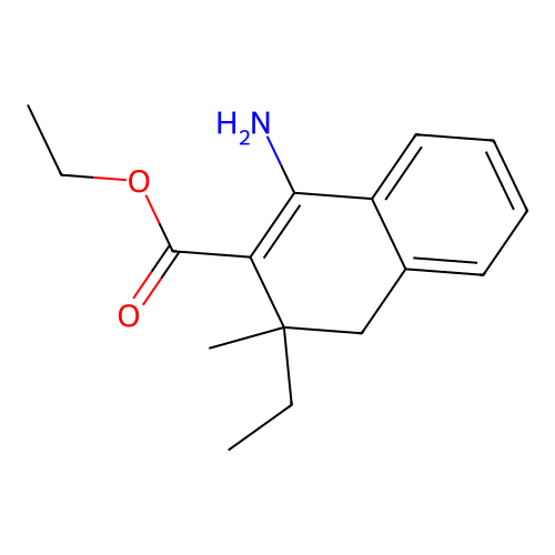 Ethyl 1-amino-3-ethyl-3-methyl-3,4-dihydronaphthalene-2-carboxylate structure