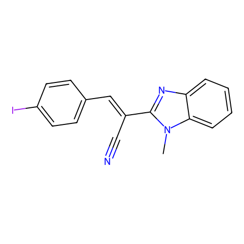 (2E)-3-(4-iodophenyl)-2-(1-methylbenzimidazol-2-yl)prop-2-enenitrile structure