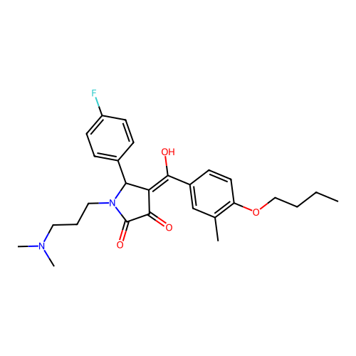(4E)-4-[(4-butoxy-3-methylphenyl)-hydroxymethylidene]-1-[3-(dimethylamino)propyl]-5-(4-fluorophenyl)pyrrolidine-2,3-dione structure