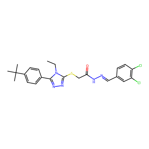 2-{[5-(4-tert-butylphenyl)-4-ethyl-4H-1,2,4-triazol-3-yl]sulfanyl}-N'-[(E)-(3,4-dichlorophenyl)methylidene]acetohydrazide structure