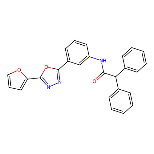 N-{3-[5-(furan-2-yl)-1,3,4-oxadiazol-2-yl]phenyl}-2,2-diphenylacetamide structure