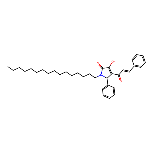 4-cinnamoyl-1-hexadecyl-3-hydroxy-5-phenyl-1H-pyrrol-2(5H)-one structure