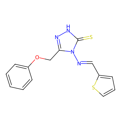 5-(Phenoxymethyl)-4-((2-thienylmethylene)amino)-4H-1,2,4-triazole-3-thiol structure