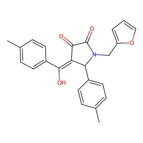(4E)-1-(furan-2-ylmethyl)-4-[hydroxy(4-methylphenyl)methylidene]-5-(4-methylphenyl)pyrrolidine-2,3-dione structure