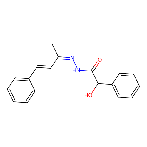 (Z)-2-hydroxy-2-phenyl-N'-((E)-4-phenylbut-3-en-2-ylidene)acetohydrazide structure