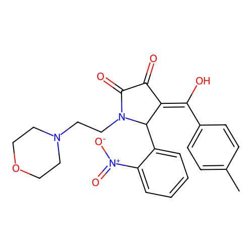 (4Z)-4-[hydroxy-(4-methylphenyl)methylidene]-1-(2-morpholin-4-ylethyl)-5-(2-nitrophenyl)pyrrolidine-2,3-dione structure