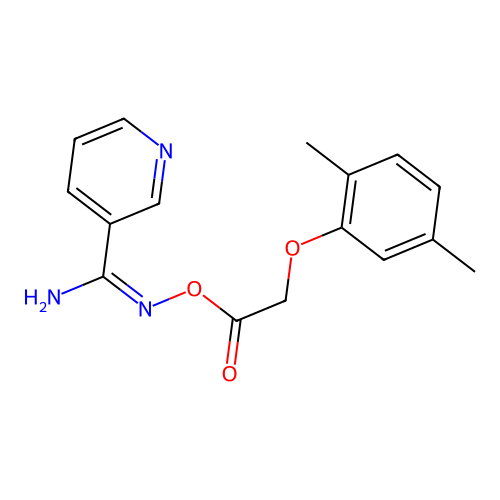 [(E)-[amino(pyridin-3-yl)methylidene]amino] 2-(2,5-dimethylphenoxy)acetate structure