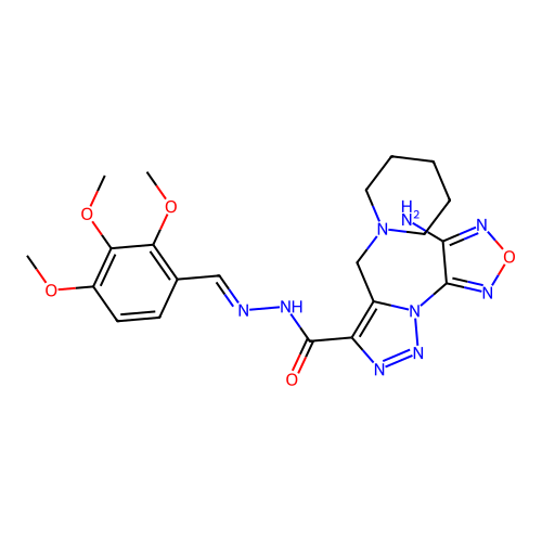 (E)-1-(4-amino-1,2,5-oxadiazol-3-yl)-5-(piperidin-1-ylmethyl)-N'-(2,3,4-trimethoxybenzylidene)-1H-1,2,3-triazole-4-carbohydrazide structure