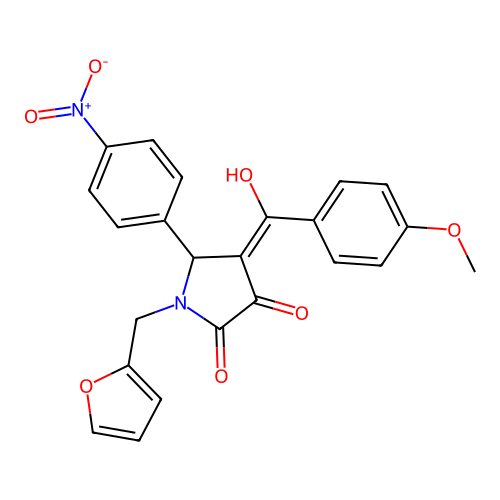 (4E)-1-(furan-2-ylmethyl)-4-[hydroxy(4-methoxyphenyl)methylidene]-5-(4-nitrophenyl)pyrrolidine-2,3-dione structure