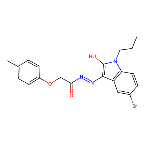 (Z)-N'-(5-bromo-2-oxo-1-propylindolin-3-ylidene)-2-(p-tolyloxy)acetohydrazide structure