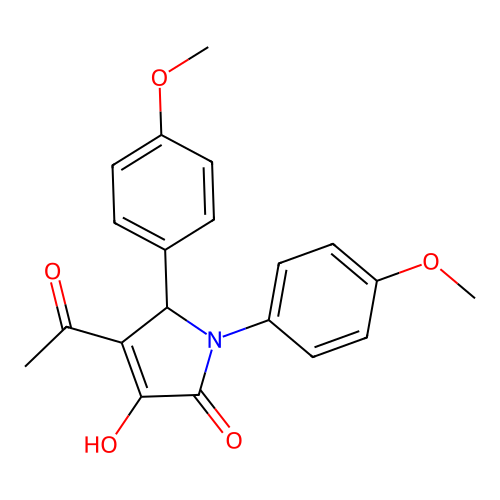 4-acetyl-3-hydroxy-1,5-bis(4-methoxyphenyl)-1,5-dihydro-2H-pyrrol-2-one structure