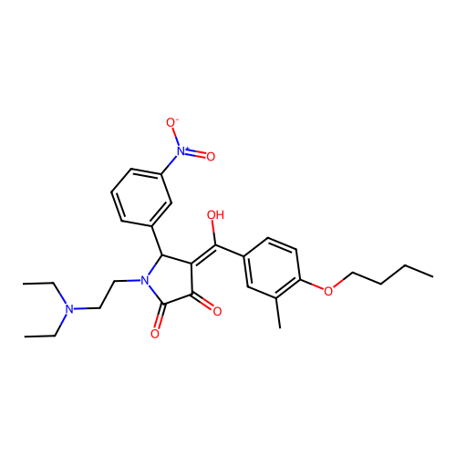 (4E)-4-[(4-butoxy-3-methylphenyl)-hydroxymethylidene]-1-(2-diethylaminoethyl)-5-(3-nitrophenyl)pyrrolidine-2,3-dione structure