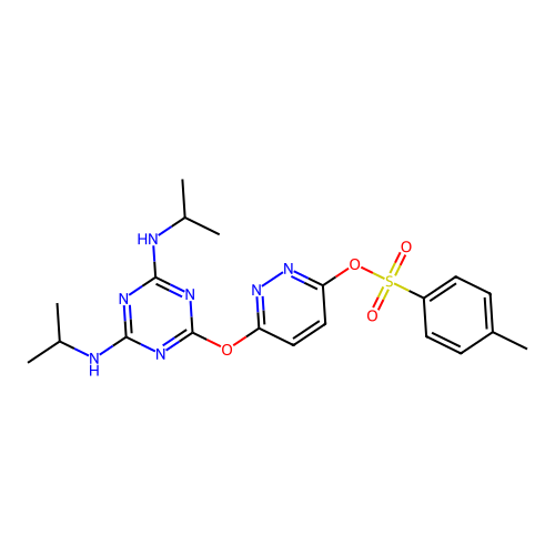 6-((4,6-bis(isopropylamino)-1,3,5-triazin-2-yl)oxy)pyridazin-3-yl 4-methylbenzenesulfonate structure