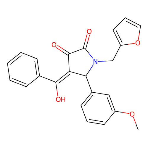 (4E)-1-(furan-2-ylmethyl)-4-[hydroxy(phenyl)methylidene]-5-(3-methoxyphenyl)pyrrolidine-2,3-dione structure