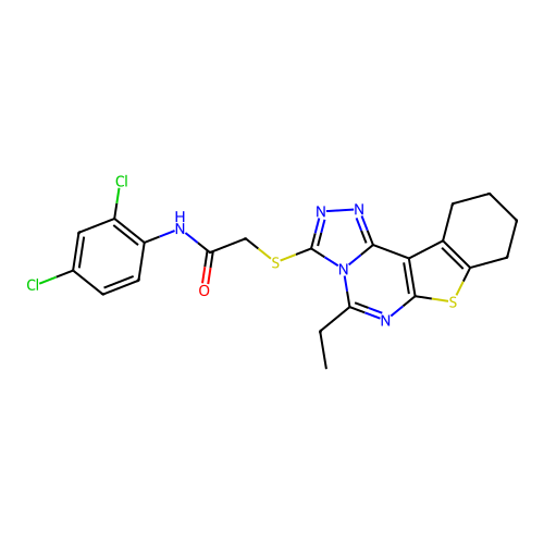 N-(2,4-dichlorophenyl)-2-((5-ethyl-8,9,10,11-tetrahydrobenzo[4,5]thieno[3,2-e][1,2,4]triazolo[4,3-c]pyrimidin-3-yl)thio)acetamide structure