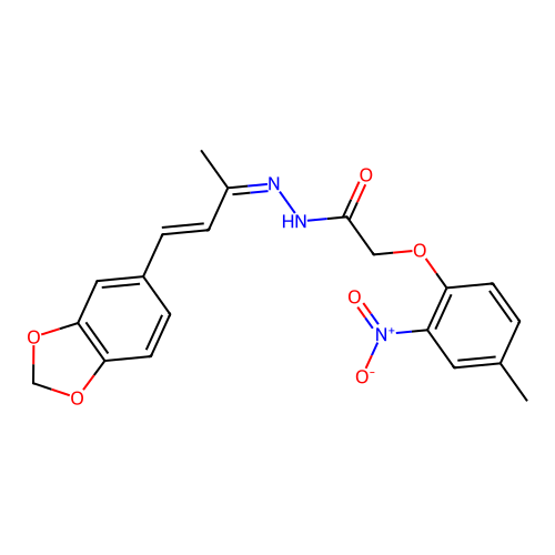 (Z)-N'-((E)-4-(benzo[d][1,3]dioxol-5-yl)but-3-en-2-ylidene)-2-(4-methyl-2-nitrophenoxy)acetohydrazide structure