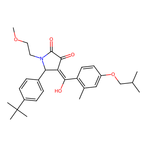 (4E)-5-(4-tert-butylphenyl)-4-[hydroxy-[2-methyl-4-(2-methylpropoxy)phenyl]methylidene]-1-(2-methoxyethyl)pyrrolidine-2,3-dione structure