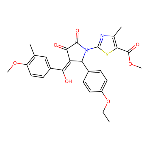 methyl 2-(2-(4-ethoxyphenyl)-4-hydroxy-3-(4-methoxy-3-methylbenzoyl)-5-oxo-2,5-dihydro-1H-pyrrol-1-yl)-4-methylthiazole-5-carboxylate structure