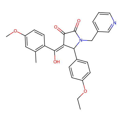 (4E)-5-(4-ethoxyphenyl)-4-[hydroxy-(4-methoxy-2-methylphenyl)methylidene]-1-(pyridin-3-ylmethyl)pyrrolidine-2,3-dione structure