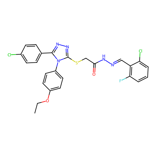 N'-[(E)-(2-chloro-6-fluorophenyl)methylidene]-2-{[5-(4-chlorophenyl)-4-(4-ethoxyphenyl)-4H-1,2,4-triazol-3-yl]sulfanyl}acetohydrazide structure