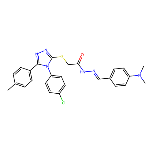 2-{[4-(4-chlorophenyl)-5-(4-methylphenyl)-4H-1,2,4-triazol-3-yl]sulfanyl}-N'-{(E)-[4-(dimethylamino)phenyl]methylidene}acetohydrazide structure
