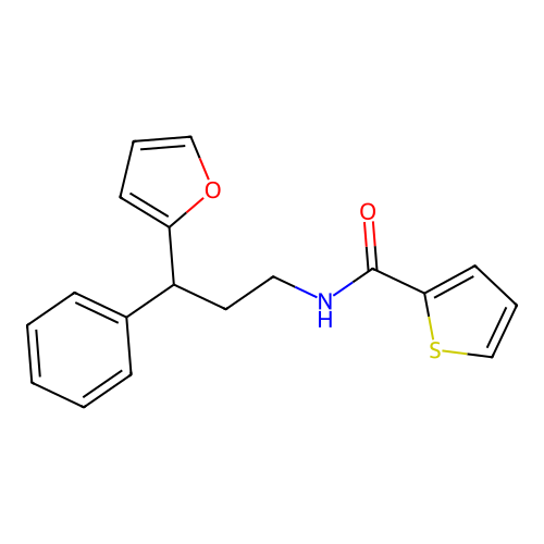 N-[3-(furan-2-yl)-3-phenylpropyl]thiophene-2-carboxamide structure