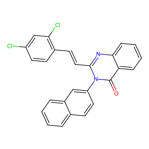 2-[(E)-2-(2,4-dichlorophenyl)ethenyl]-3-(naphthalen-2-yl)quinazolin-4(3H)-one structure