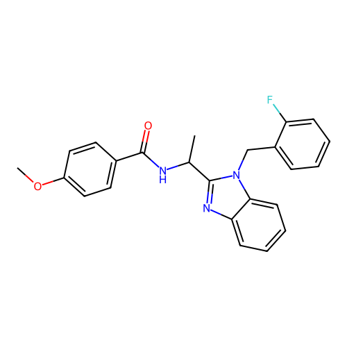N-{1-[1-(2-fluorobenzyl)-1H-benzimidazol-2-yl]ethyl}-4-methoxybenzamide structure