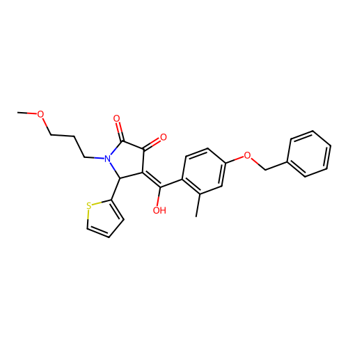 (4E)-4-[hydroxy-(2-methyl-4-phenylmethoxyphenyl)methylidene]-1-(3-methoxypropyl)-5-thiophen-2-ylpyrrolidine-2,3-dione structure