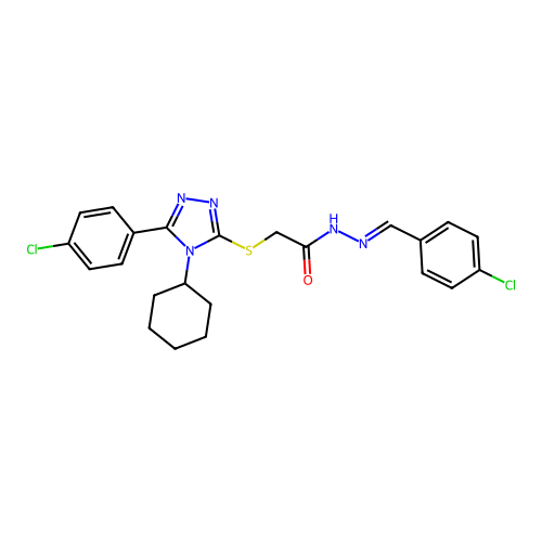 2-{[5-(4-chlorophenyl)-4-cyclohexyl-4H-1,2,4-triazol-3-yl]sulfanyl}-N'-[(E)-(4-chlorophenyl)methylidene]acetohydrazide structure
