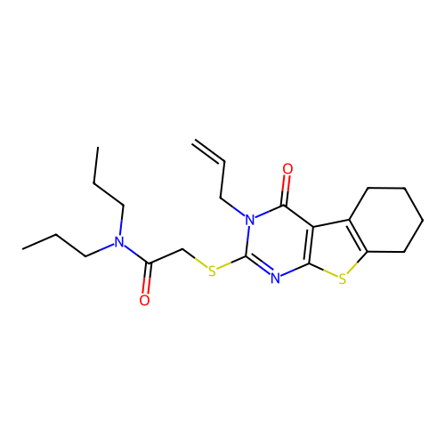 2-((3-allyl-4-oxo-3,4,5,6,7,8-hexahydrobenzo[4,5]thieno[2,3-d]pyrimidin-2-yl)thio)-N,N-dipropylacetamide structure