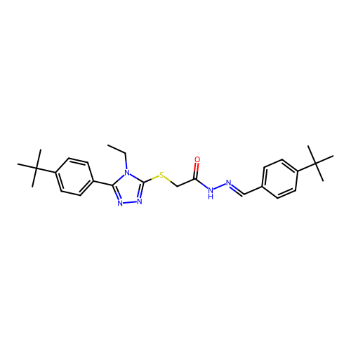 2-{[5-(4-tert-butylphenyl)-4-ethyl-4H-1,2,4-triazol-3-yl]sulfanyl}-N'-[(E)-(4-tert-butylphenyl)methylidene]acetohydrazide structure