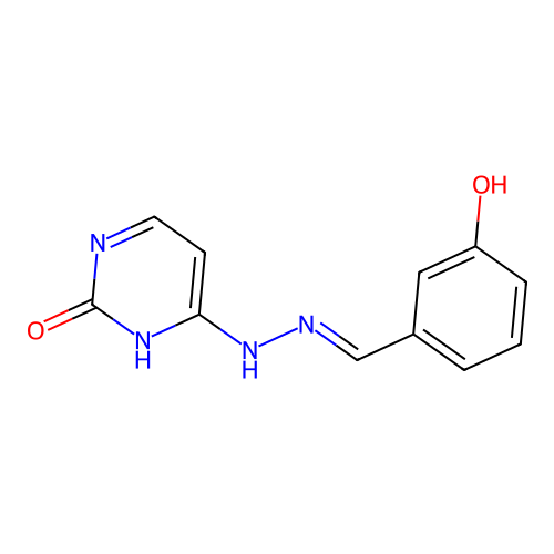 (E)-4-(2-(3-hydroxybenzylidene)hydrazinyl)pyrimidin-2(1H)-one structure