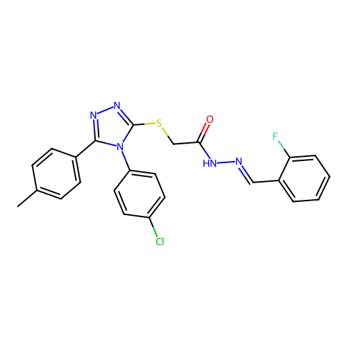 2-{[4-(4-chlorophenyl)-5-(4-methylphenyl)-4H-1,2,4-triazol-3-yl]sulfanyl}-N'-[(E)-(2-fluorophenyl)methylidene]acetohydrazide structure