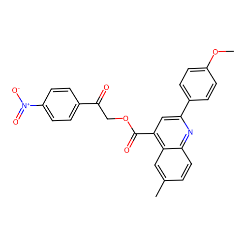 2-(4-Nitrophenyl)-2-oxoethyl 2-(4-methoxyphenyl)-6-methylquinoline-4-carboxylate structure