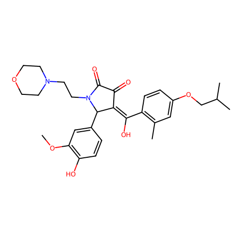 (4E)-5-(4-hydroxy-3-methoxyphenyl)-4-[hydroxy-[2-methyl-4-(2-methylpropoxy)phenyl]methylidene]-1-(2-morpholin-4-ylethyl)pyrrolidine-2,3-dione structure