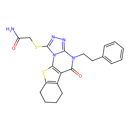2-((5-oxo-4-phenethyl-4,5,6,7,8,9-hexahydrobenzo[4,5]thieno[3,2-e][1,2,4]triazolo[4,3-a]pyrimidin-1-yl)thio)acetamide structure