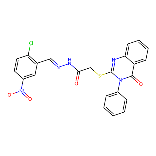 N'-[(E)-(2-chloro-5-nitrophenyl)methylidene]-2-[(4-oxo-3-phenyl-3,4-dihydroquinazolin-2-yl)sulfanyl]acetohydrazide structure