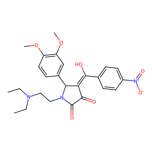 (4E)-1-(2-diethylaminoethyl)-5-(3,4-dimethoxyphenyl)-4-[hydroxy-(4-nitrophenyl)methylidene]pyrrolidine-2,3-dione structure