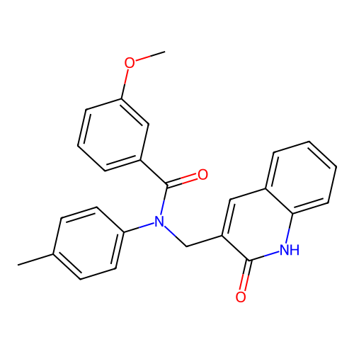 3-methoxy-N-(4-methylphenyl)-N-[(2-oxo-1H-quinolin-3-yl)methyl]benzamide structure