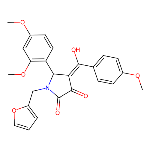 (4E)-5-(2,4-dimethoxyphenyl)-1-(furan-2-ylmethyl)-4-[hydroxy(4-methoxyphenyl)methylidene]pyrrolidine-2,3-dione structure