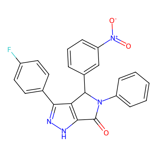 3-(4-fluorophenyl)-4-(3-nitrophenyl)-5-phenyl-1,4-dihydropyrrolo[3,4-c]pyrazol-6-one structure