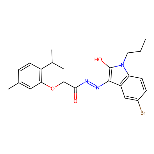 (Z)-N'-(5-bromo-2-oxo-1-propylindolin-3-ylidene)-2-(2-isopropyl-5-methylphenoxy)acetohydrazide structure
